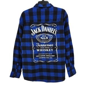 Jack Daniels Tennessee Whiskey Buffalo Plaid Flannel Shirt Best Fit Mens Large